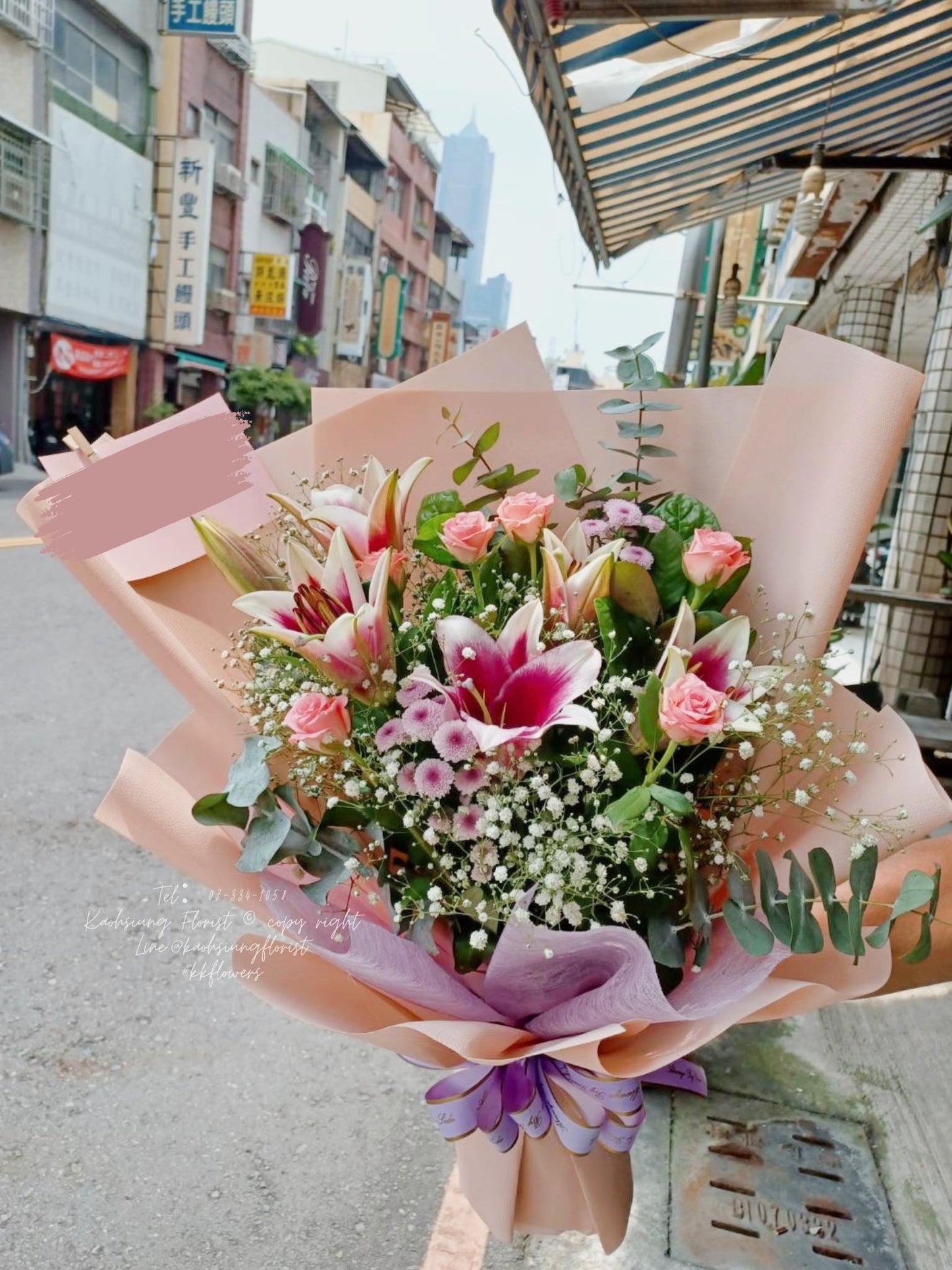 Lily bouquet - Rosé Sparkle