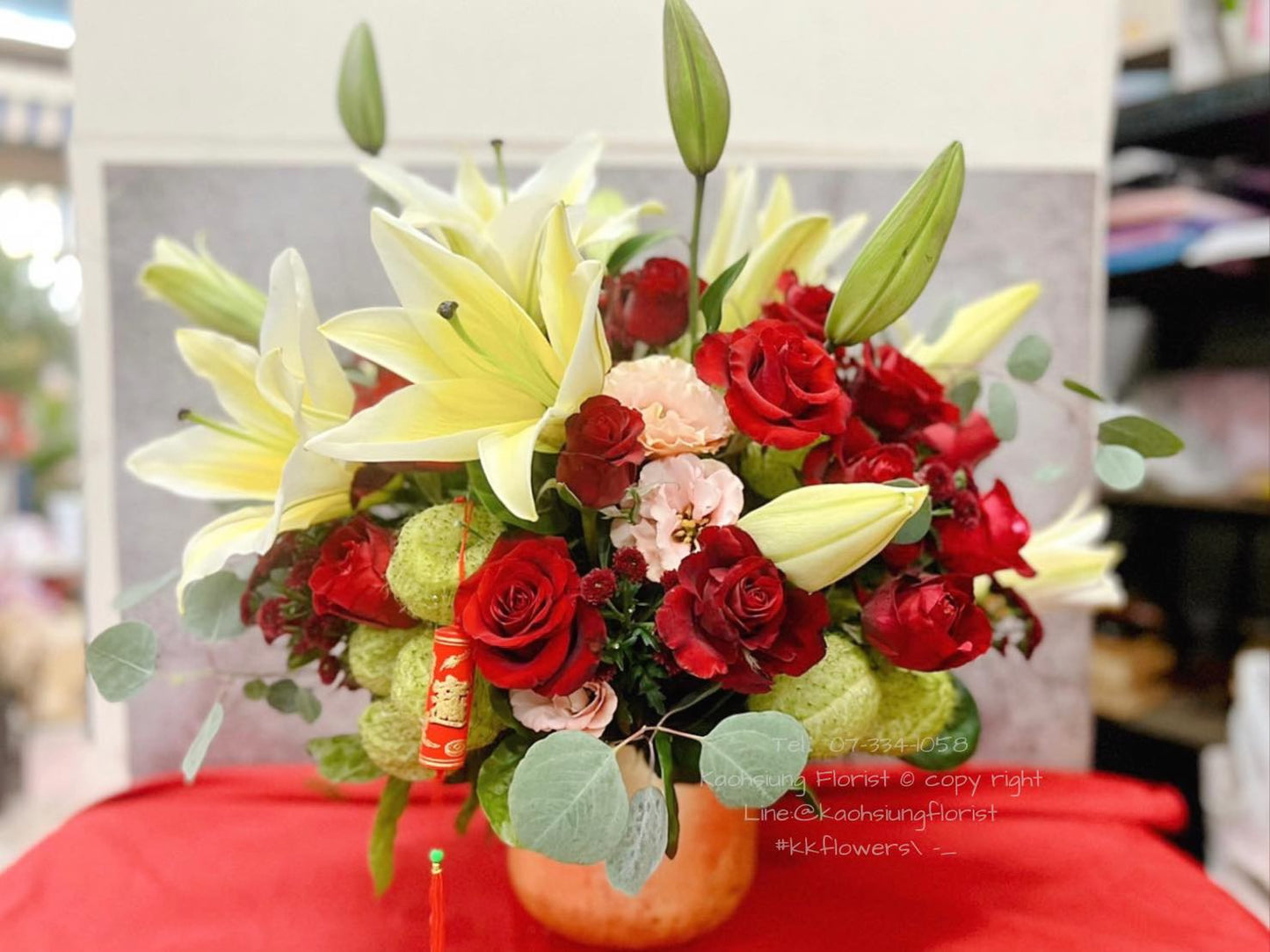 Flower Arrangement – Abundant Golden Blessings