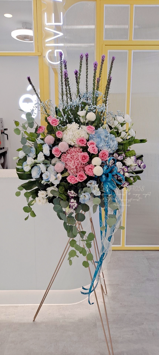 藝術花籃 - 粉藍色