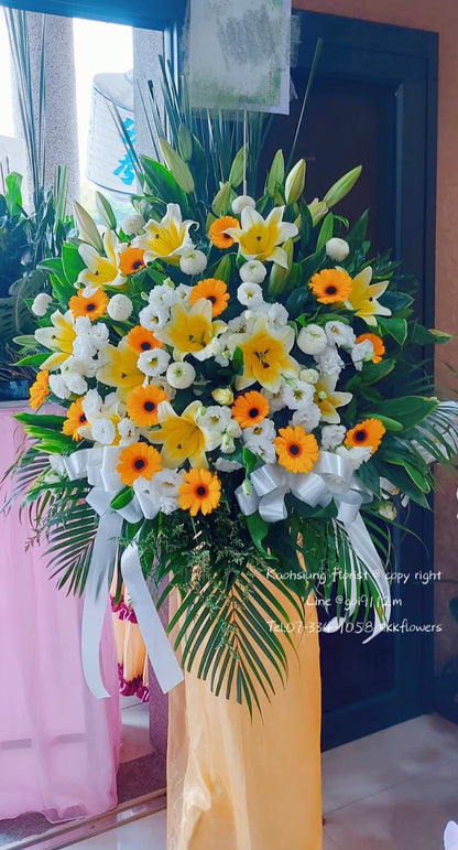 傳統花籃中型 - 橘白色