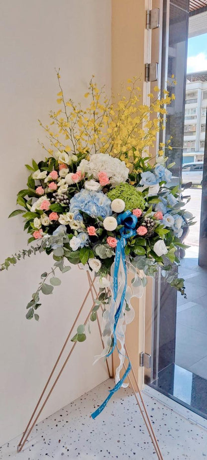 藝術花籃 - 藍粉色