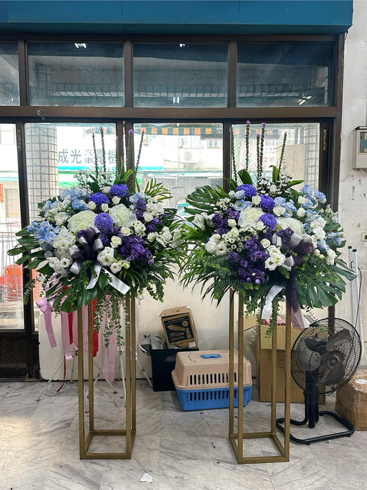 藝術花籃 - 藍白色