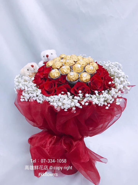 Customized flower gift - Ferrero Rocher Rose Bouquet