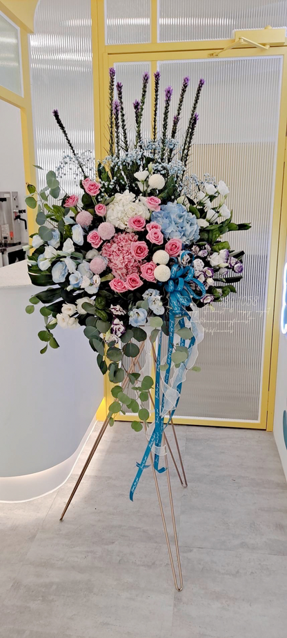 藝術花籃 - 粉藍色