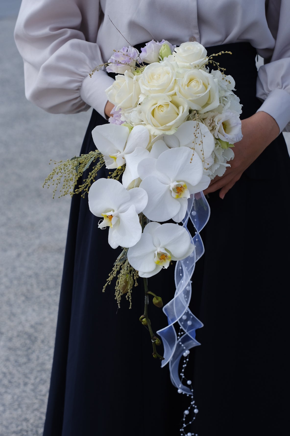 Bridal Bouquet – White Cascade Phalaenopsis Orchids Bridal Bouquet 