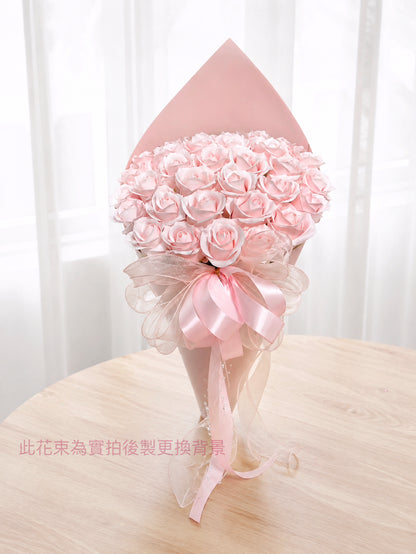 【不凋花】 粉紅甜筒
