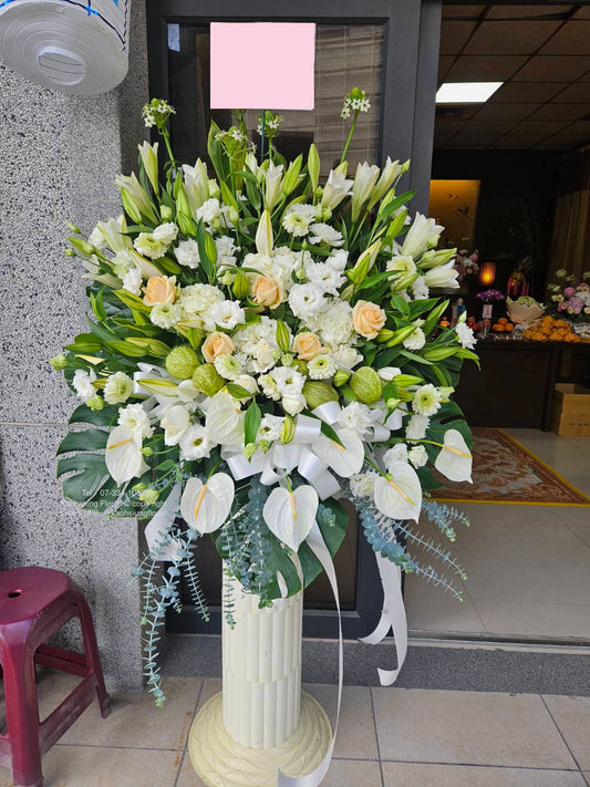 傳統花籃大型 - 白色